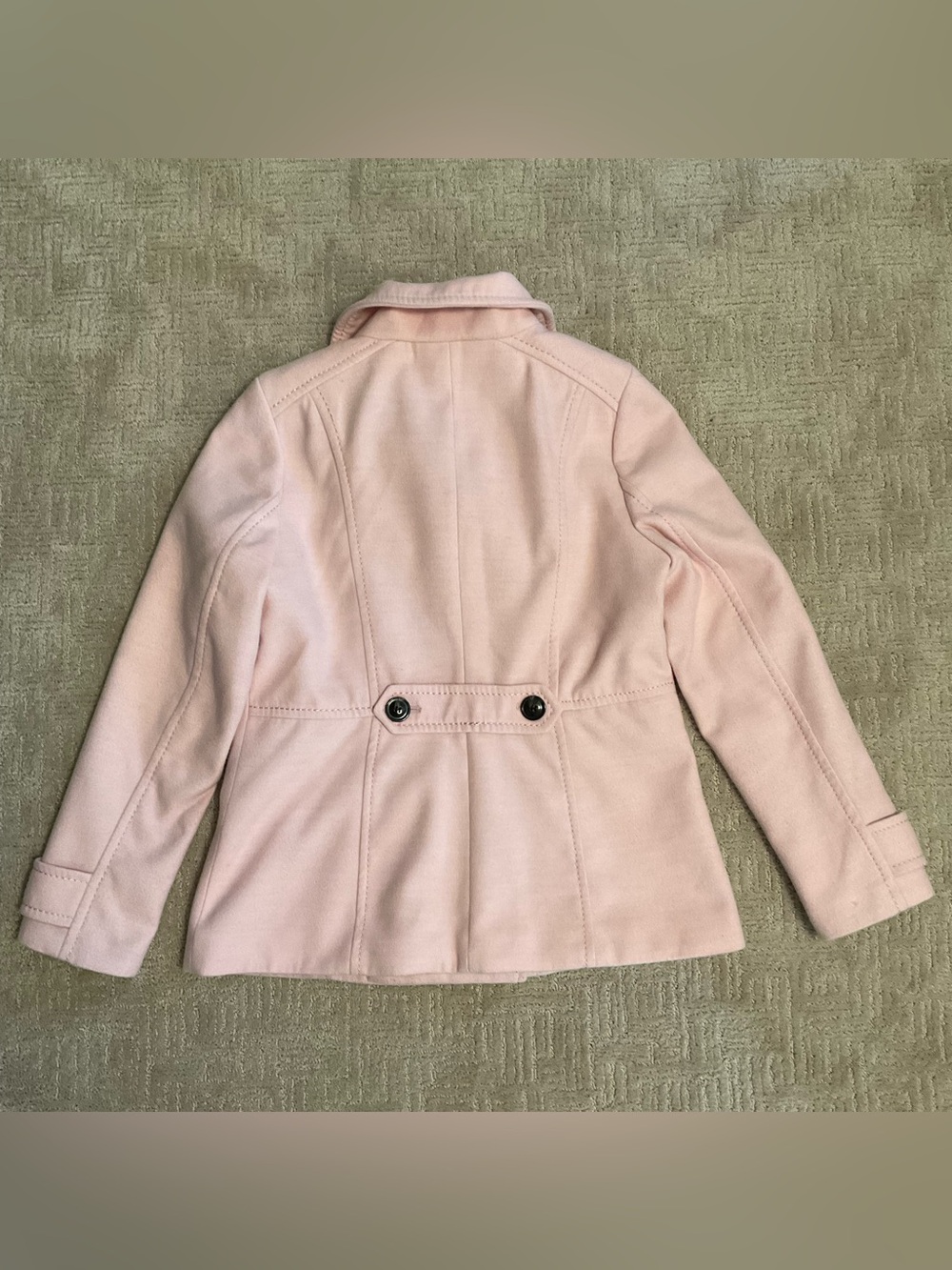 💕 H&M Pink Peacoat Sz 12 Double Breasted EUC Minimalist Coquette Classic Chic - Picture 4 of 14